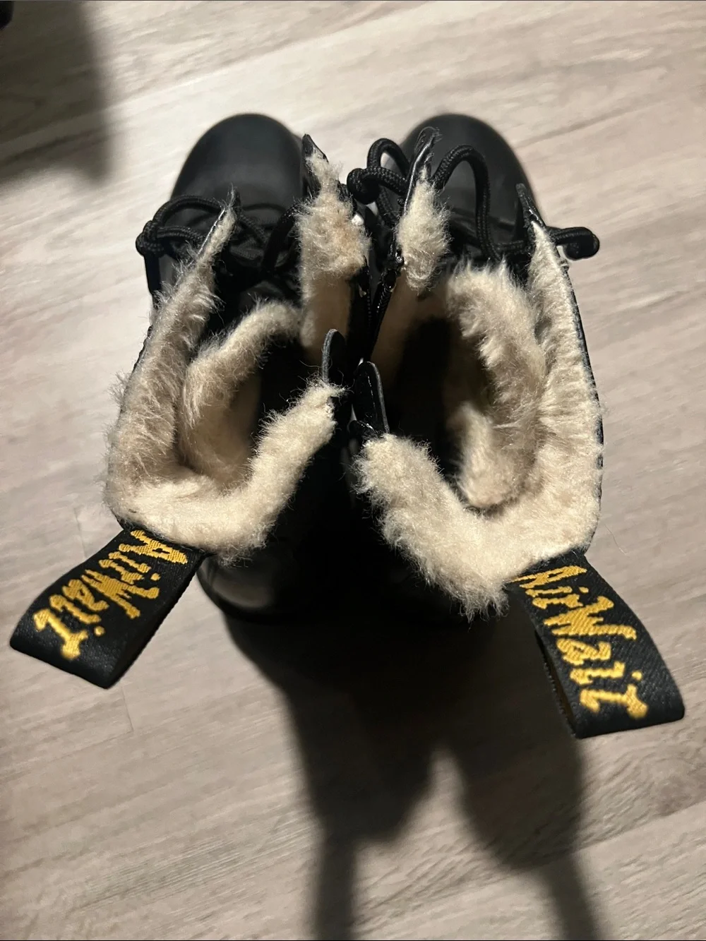 Doc Martens Black Faux Fur Lined Combat Boots